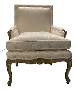 Antique French Bergere Chair Louis Xv 18th Century Gold Frame