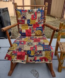 Vintage 1950s Mcm Childs Upholstered Rocker Chair Patriotic Cass Toys Ny