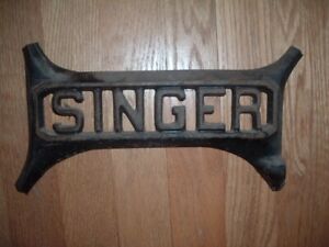 Antique Singer Treadle Sewing Machine Cast Iron Steampunk Decor Sign Logo Art