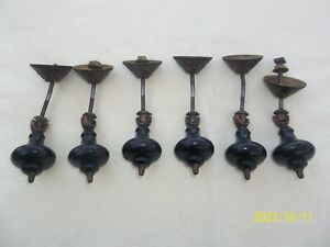 Set Of 6 Victorian Eastlake Teardrop Drawer Pulls Handles Wood Brass Hardware