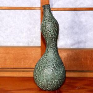 Japanese Bronze Gourd Shaped Vase Signed Bv423