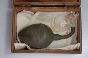 Antique Asthma Inhaler Glass Ball And Rubber Bulb Apothecary Handmade Wooden Box