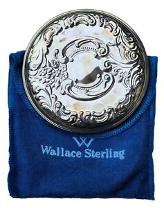 Vintage Wallace Sterling Silver Compact Mirror In Original Pouch Box