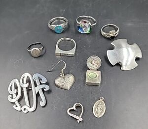 Mixed Lot Of Vintage Sterling Silver Jewelry Some Retail Pieces 53 Grams