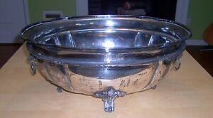 Antique Silver Plate Victorian Punch Bowl Footed With Lion Heads Very Large