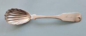 Fine Coin Silver Sugar Shell Spoon C 1840