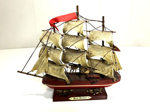 Vintage Wood Model Of Red Jacket Sailing Ship 9 5 Tall Great Condition