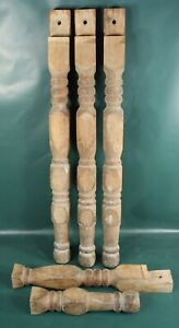 Vintage Salvage Wood Table Legs Turned Blocked Faceted 29 1 4 X 2 1 4 3 Lot