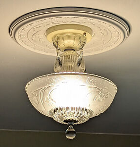 150 Vintage Antique Art Deco Glass Shade Ceiling Light Fixture Lamp Chandelier