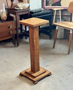 Antique Tiger Oak Pedestal Table Craftsman Antique Arts Crafts 29 5 Tall