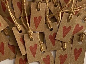 100 Mini Tiny Red Heart 1 X 1 2 Handmade Kraft Valentines Hang Tags Gift