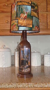 Folk Art By The Artist Lamp Deer Shade Rustic Country Cabin Decor
