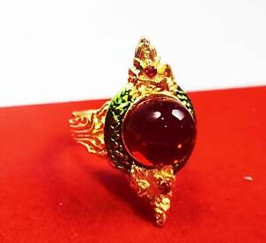 Uroboros Ring Naga Dragon Gems Gold Serpent Thai Amulet Powerful Lucky Charming