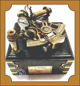 Vintage Maritime Sextant Brass Nautical Collectible Sextant With Black Wood Box