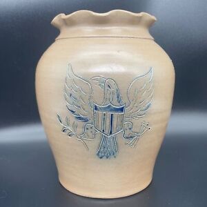 Blue Decorated Salt Glazed Stoneware American Eagle Americana