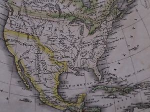 1825 Map North America Mexico Incl Texas Early America Russian America