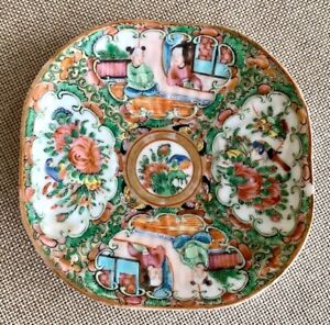 19th C Antique Chinese Porcelain Famille Rose Medallion Trinket Plate Dish 4 3 4