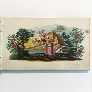 Antiguo Libro De Visitas Manuscrito En Alem N 1841 Grabado Coloreado