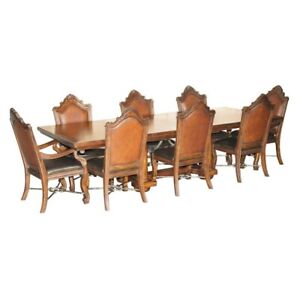 Exquisite Thomasville Safari Collection Extending Dining Table Eight Chairs
