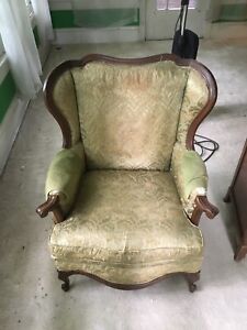 Victorian Wingback Upholstered Chair
