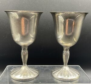 A Beautiful Pair Of Vintage International Silver Co Goblets 6in Tall