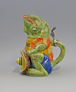 9941913 Porcelain Character Jug Collector S Mug Iguana With Mexikaner Hut Ernst