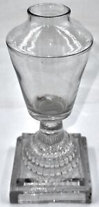 Antique Lacy Glass Whale Oil Fluid Stand Lamp Conical Font Multi Tiered Base