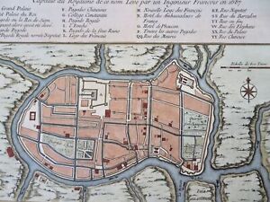 Siamese Capital Thailand Ayutthaya 1752 French Detailed City Plan Hand Color Map