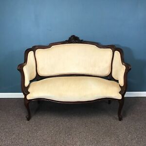 19th C French Walnut Intricately Carved Louis Xv Loveseat