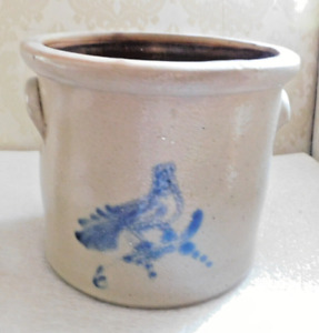 1 Gallon Stoneware Crock With Bird Decoration