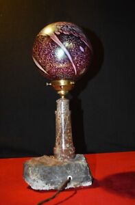 Cornish Serpentine Lamp Turned Polished Naturally Weaved Rare Original 1950s