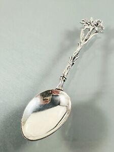 Vintage 800s Silver Peru Flower Motif Design Collectible Souvenir Spoon