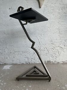 Postmodern Triangle Zig Zag Side Table Modernist Designer Steel Granite