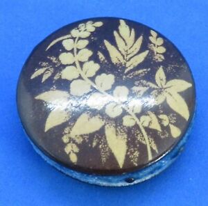 Mauchline Fernware Ware Wood Vintage Victorian Antique Round Sewing Pin Cushion