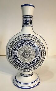 Antique Apothecary Jar Porcelain Hand Applied Painted Flower Vines Cobalt