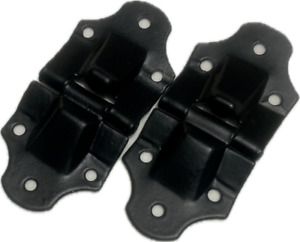 Vintage Trunk Hardware Hinges With Built In Stop Black Finish Pair