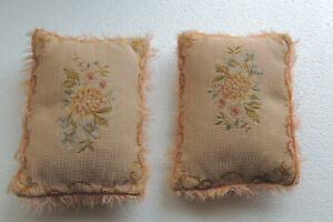 2 Vintage French Country Style Handmade N Pillows 11 X 8 Petit Point