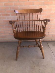 Vintage Chair Nichols Stone Windsor Armchair Maple Colonial Curved Comb Back