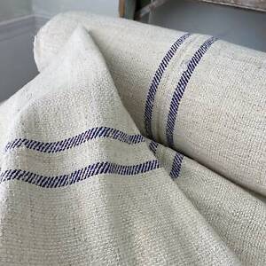 Organic Stair Table Runner Hemp Grain Sack Fabric Blue Ish Purple Stripes Str