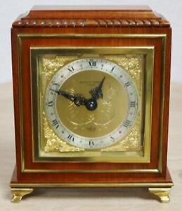 Vintage Elliott 8 Day Solid Mahogany Bronze Square Timepiece Mantel Clock