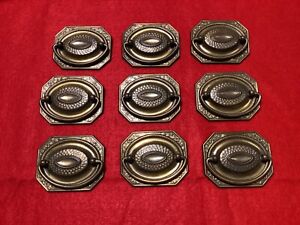 Lot Of 9 Vintage Brass Chest Drawer Pulls