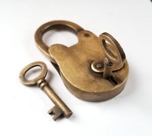Vtg Antique Style Love Valentine Brass Padlock Skeleton Keys Lock Works L2