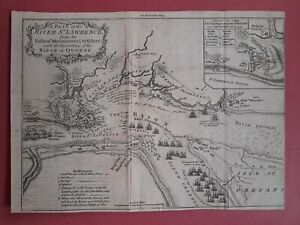 Antique Siege Of Quebec St Lawrence River Original 1759 Jefferys Map 10 X7 