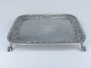 Antique S Kirk Son Sterling Silver Repousse Salver Or Card Tray 11oz Ca1880 S