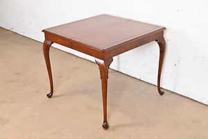 Kindel Furniture Queen Anne Carved Mahogany Petite Extension Dining Table