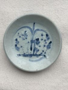 18th Century Swatow Ware Dish Plate Cobalt On Celadon Chinese Antique 5 5 
