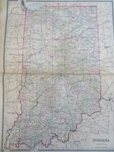 Indiana State Indianapolis 1889 93 Bradley Folio Hand Color Detail Huge Map
