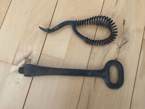 Two Antique Cast Iron Stove Metal Lid Lifter Handles Eclipse