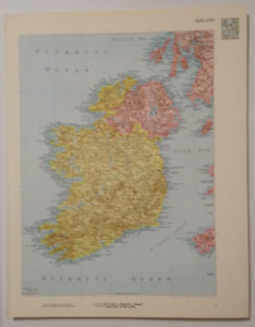 1960 S Vintage Ireland Atlas Map Old Antique Rand Mcnally World Atlas