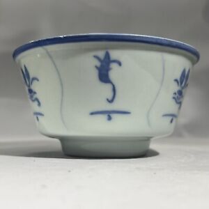 Antique Chinese Blue And White Transitional Ming To Qing Bowl